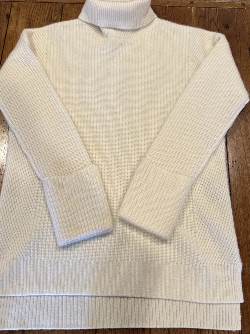 Halogen 100% Cashmere Ivory Ribbed Knit Turtleneck Sweater Women’s XS Luxury